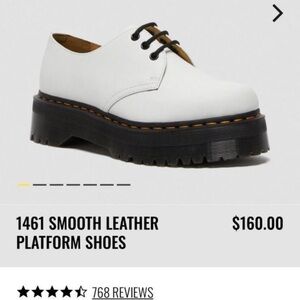 Dr. Martens White 1461 Smooth Leather Platform Shoes